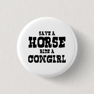 BESPAAR EEN HORSE RIDE EEN COWGIRL RONDE BUTTON 3,2 CM