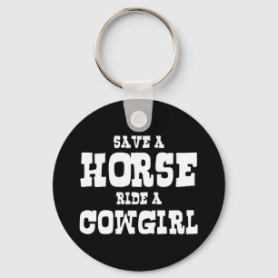 BESPAAR EEN HORSE RIDE EEN COWGIRL SLEUTELHANGER