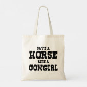 BESPAAR EEN HORSE RIDE EEN COWGIRL TOTE BAG (Achterkant)