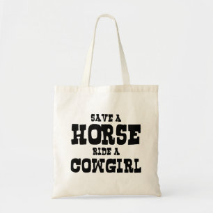 BESPAAR EEN HORSE RIDE EEN COWGIRL TOTE BAG