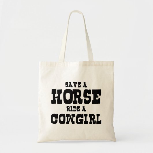BESPAAR EEN HORSE RIDE EEN COWGIRL TOTE BAG (Voorkant)
