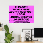 BESPAAR EEN LEVEN-ADOPT! POSTER (Thuiskantoor)