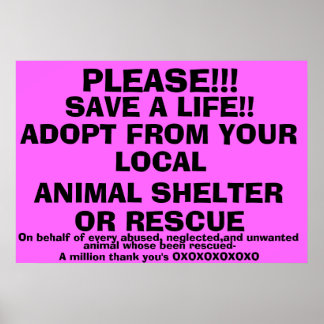 BESPAAR EEN LEVEN-ADOPT! POSTER
