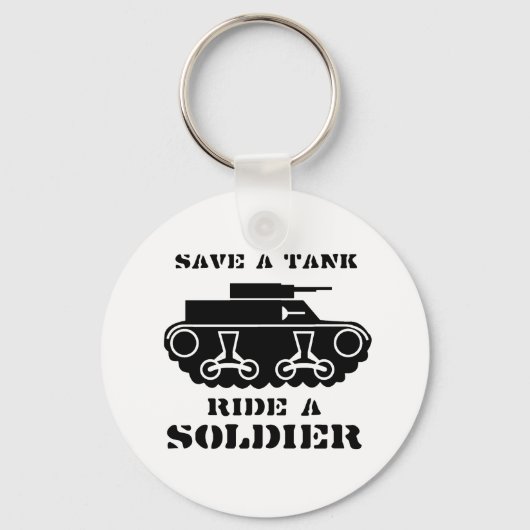BESPAAR EEN TANK. RIDE EEN SOLDAAT. SLEUTELHANGER (Voorkant)