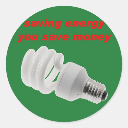 Bespaar energie ronde sticker (Voorkant)