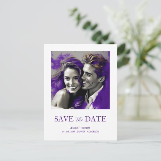 BESPAAR HET DATUM EENVOUDIG MODERNE ONTWERP BRIEFKAART (Staand voorkant)