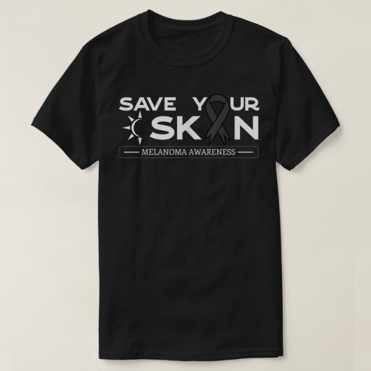 Bespaar je huidziekte bij Melanoma op zwarte ribbo T-shirt (Design voorkant)