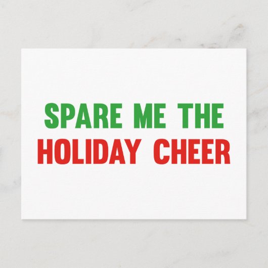 Bespaar me de feestdag. feestdagenkaart (Voorkant)