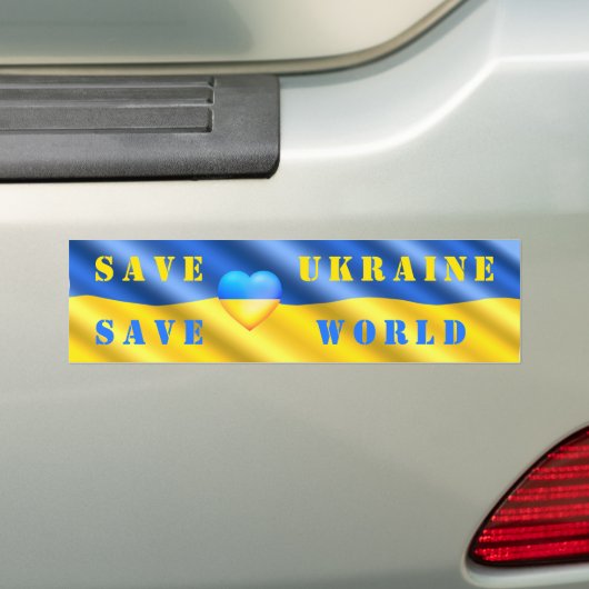 Bespaar Oekraïne - bespaar de wereld - hulp - vrij Bumpersticker (Op auto)