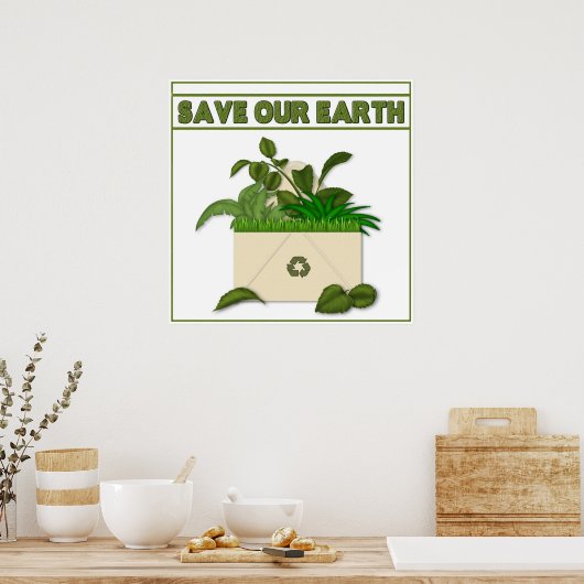 BESPAAR ONZE AARDE POSTER - RECYCLEN (Keuken)