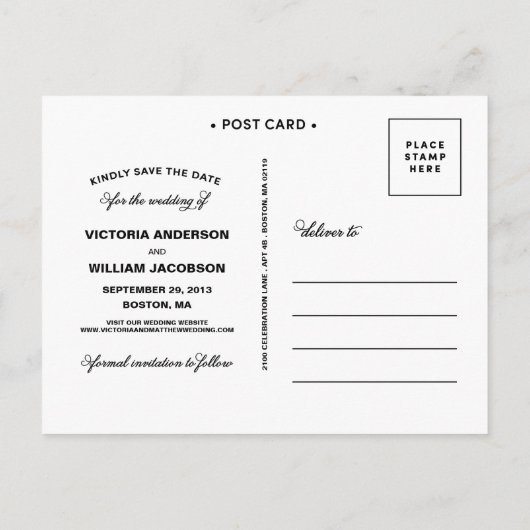 BESPAAR ONZE DATUM | BEWAREN VAN DE DATUM VAN AANK AANKONDIGINGSKAART (Achterkant)