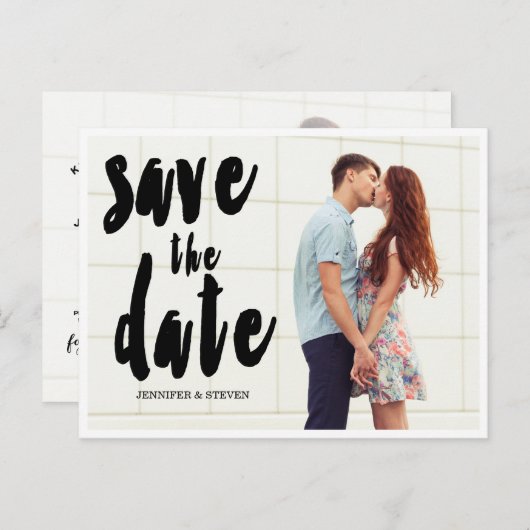 BESPAAR ONZE DATUM | BOLD BEWAREN DE DATUM VAN AAN AANKONDIGINGSKAART (Voorkant / Achterkant)