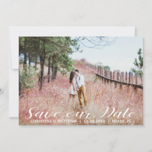 BESPAAR ONZE DATUM bruiloft 4 FOTO'S Collage Blue Save The Date