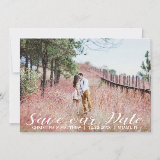 BESPAAR ONZE DATUM bruiloft 4 FOTO'S Collage White Save The Date (Voorkant)