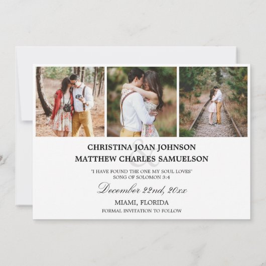 BESPAAR ONZE DATUM bruiloft 4 FOTO'S Collage White Save The Date (Achterkant)