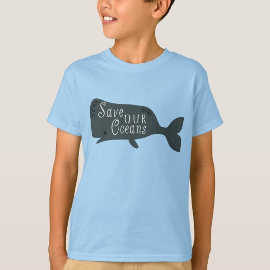 Bespaar onze oceanen milieuwalvis t-shirt (Voorkant)
