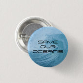 BESPAAR ONZE OCEANEN WAVE SURF KLIMAATVERVUILING RONDE BUTTON 3,2 CM (Voorkant /achterkant)