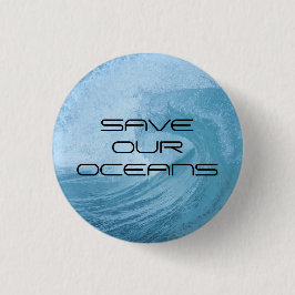 BESPAAR ONZE OCEANEN WAVE SURF KLIMAATVERVUILING RONDE BUTTON 3,2 CM