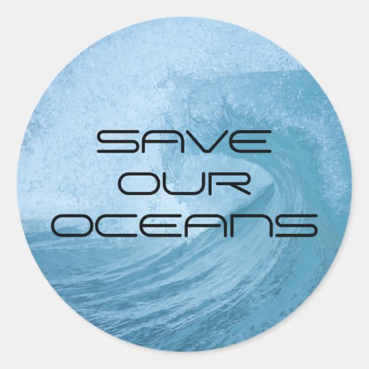 BESPAAR ONZE OCEANEN WAVE SURF KLIMAATVERVUILING RONDE STICKER (Voorkant)