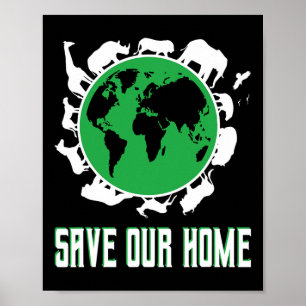 Bespaar onze planeet op de thuisdag poster