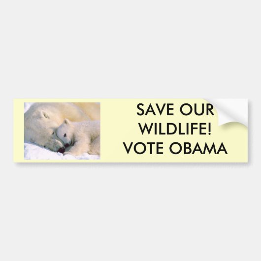 BESPAAR ONZE WILDE LEVEN.. STEMMING OBAMA! BUMPERSTICKER (Voorkant)