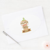 Bespaar papier, bespaar bomen op aarde ovale sticker (Envelop)