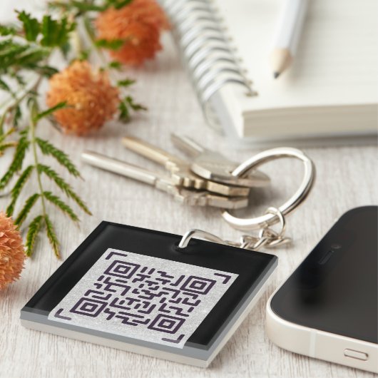Bespaar papier met dit QR CODE Zakelijke kaart Zwa Sleutelhanger (Voorkant Rechts)