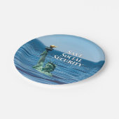 Bespaar sociale zekerheid papieren bordje (Gekanteld)