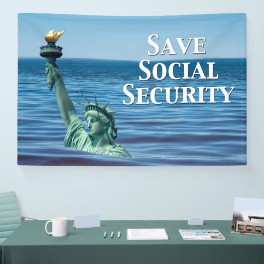 Bespaar sociale zekerheid spandoek (Beurs)