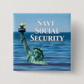 Bespaar sociale zekerheid vierkante button 5,1 cm (Voorkant)