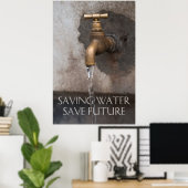 Bespaar water dat je in de toekomst bespaart poster (Thuiskantoor)