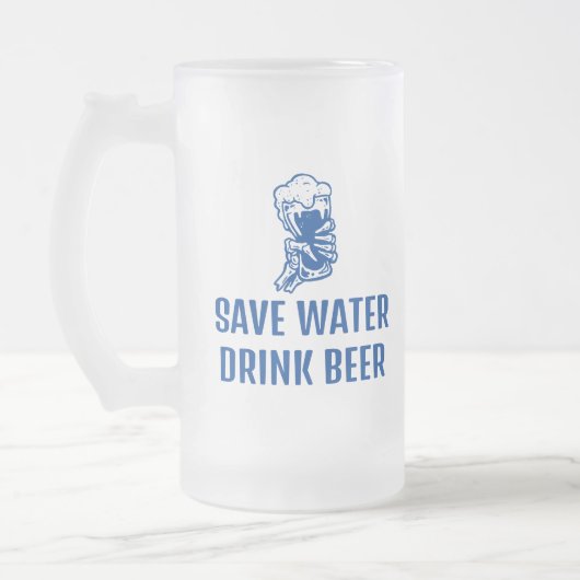 Bespaar Water-Drink Bier, Funny Beer Gezegde Matglas Bierpul (Links)