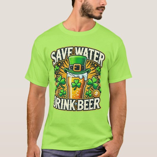Bespaar Water Drink Bier St. Patrick's Day T-shirt (Voorkant)