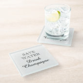 Bespaar Water Drink Champagne grappig vierkant Glazen Onderzetter (Schuin)