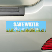 Bespaar water. Schuif samen. Bumpersticker (Op auto)
