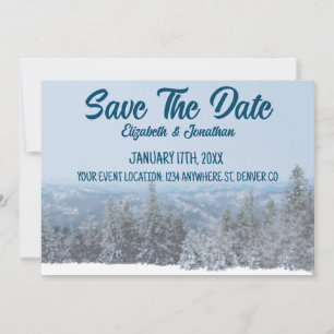 Besparende Huwelijksaankondiging Sneeuwachtig Berg Save The Date
