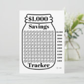 Besparing van 1000 dollar, tracker Mason Jar Budge Kaart (Staand voorkant)