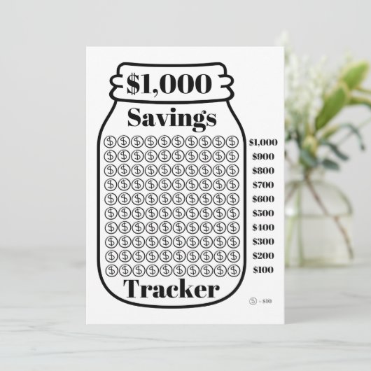 Besparing van 1000 dollar, tracker Mason Jar Budge Kaart (Staand voorkant)