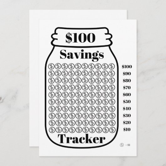 Besparing van 100 dollar, tracker Mason Jar Budget Kaart (Voorkant / Achterkant)