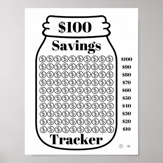 Besparing van 100 dollar, tracker Mason Jar Budget Poster (Voorkant)