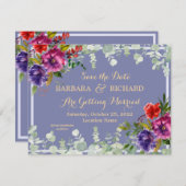 Besparingsdatum Paarse Florence Waterverf Kaart (Voorkant / Achterkant)