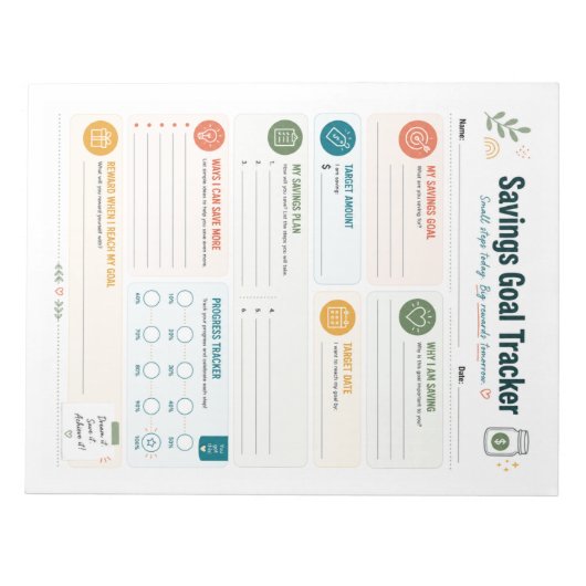 Besparingsdoel Tracker Notitieblok (Voorkant)