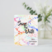 Bespatte Bruiloft Save The Date Kaart (Staand voorkant)