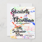 Bespatte Bruiloft Save The Date Kaart (Achterkant)