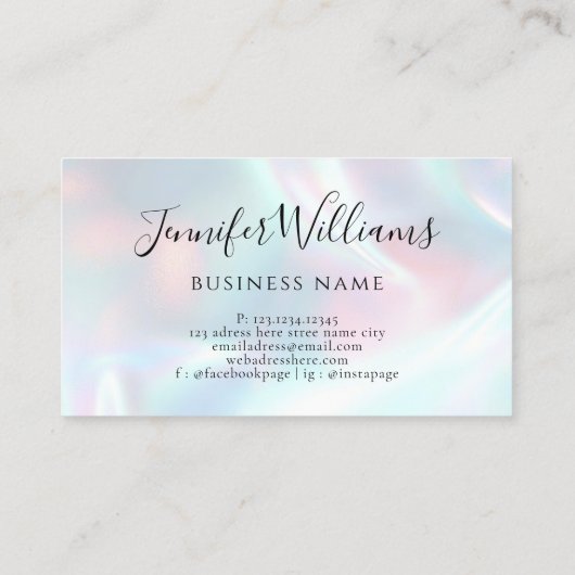 Bespeelde moderne artistieke holografische vormgev visitekaartje (Achterkant)