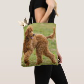 Bespeelde rode poradepuppy dog tote bag (Dichtbij)