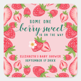 Bespeurkte Baby Aardbei Baby Shower Vierkante Sticker