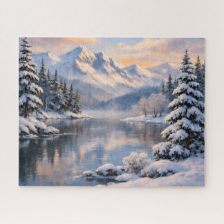 Bespiegeling Sneeuw Winter Berg Meer Puzzel