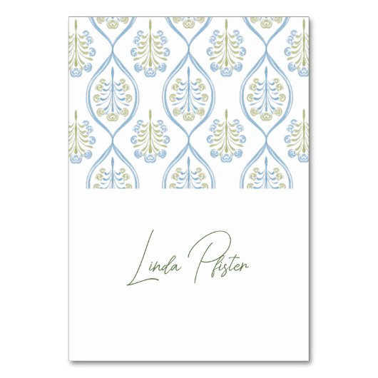 Bespoke Blue and Green Floral Wedding  Kaart (Voorkant)