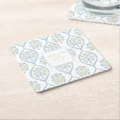 Bespoke Blue and Green Floral Wedding Pattern Kartonnen Onderzetters (Schuin)